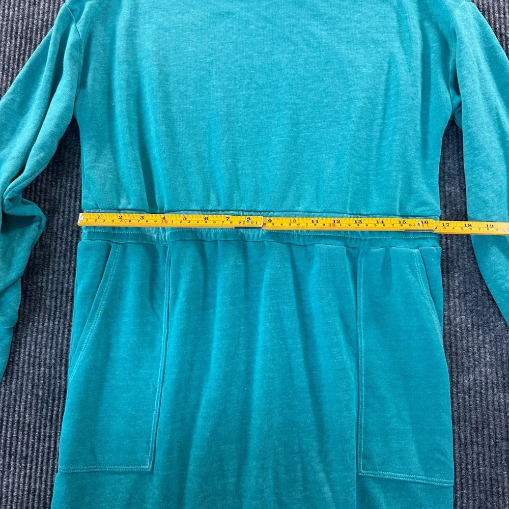 Unbranded Girls Long Sleeve Pocket Dress M Teal Cotton Blend Jersey